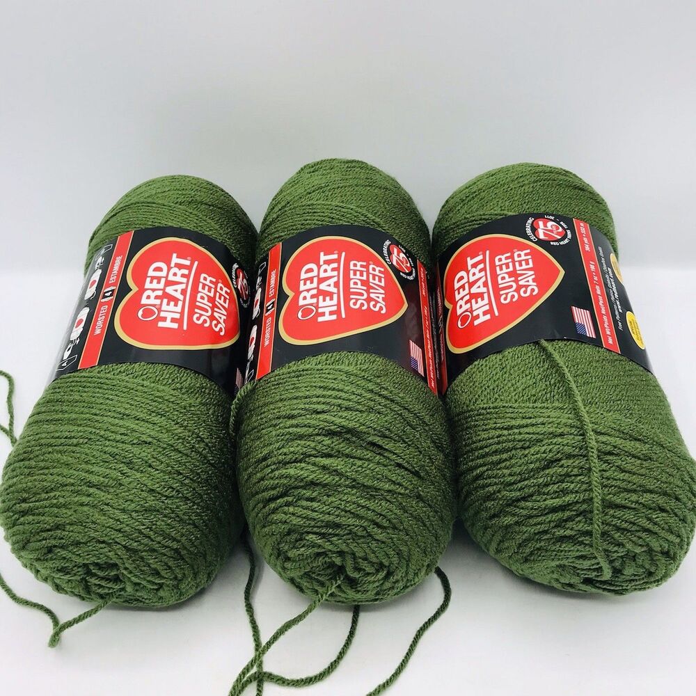 Lot of 3 Red Heart Acrylic Yarn, Medium Thyme 0406